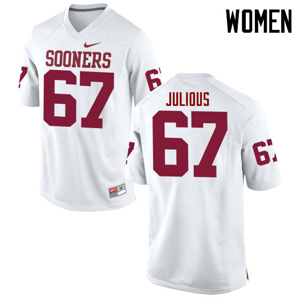 Women Oklahoma Sooners #67 Ashton Julious College Football Jerseys Game-White - Click Image to Close